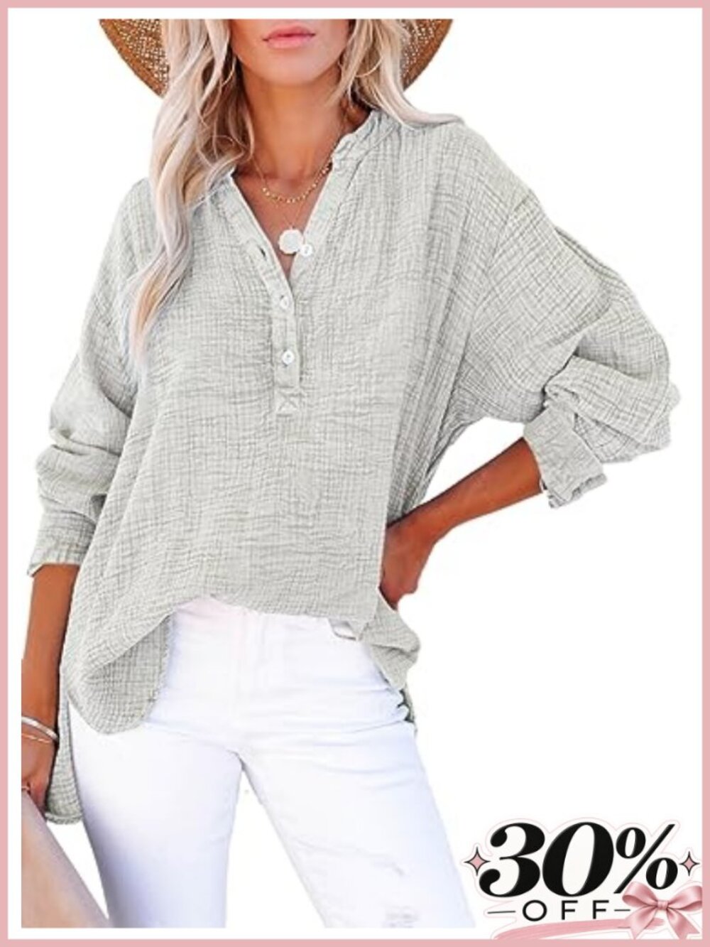 Womens Button Down Shirt V Neck Long Sleeve Loose Fit Casual Blouse